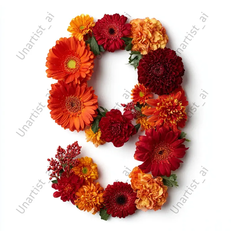 Floral Number Flat Lay Photography