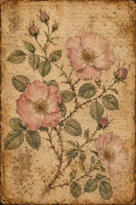 Vintage Junk Journal Botanical Pages