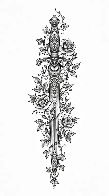 Premium Tattoo Flash Art Elegant Verticals