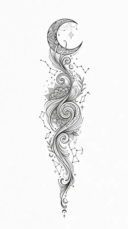 Premium Tattoo Flash Art Elegant Verticals