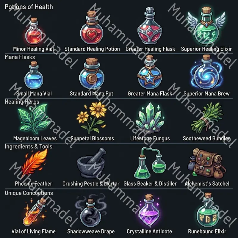 Fantasy Pixel Art Potion Alchemy Assets