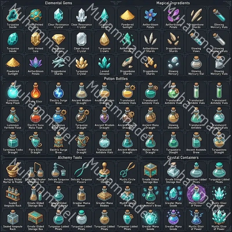 Fantasy Pixel Art Potion Alchemy Assets