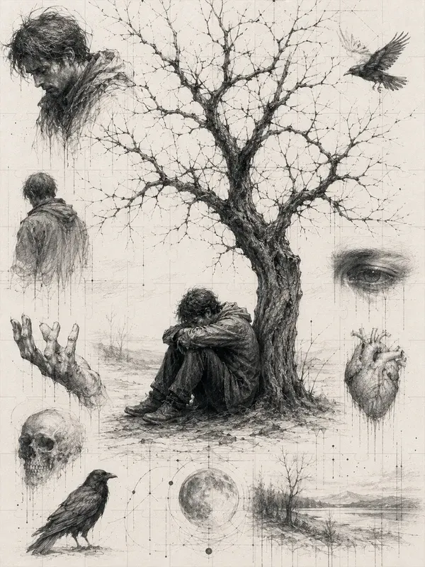 Grief Expression Sketch Poster Makers