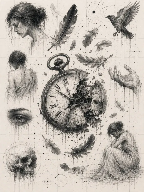Grief Expression Sketch Poster Makers