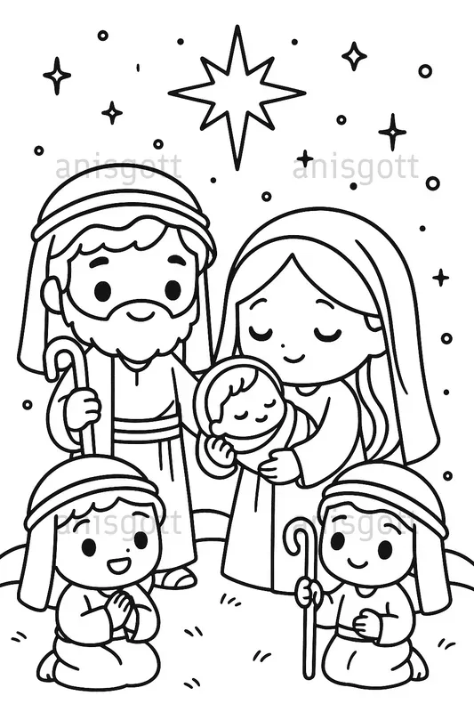 Cute Christmas Nativity Coloring Pages