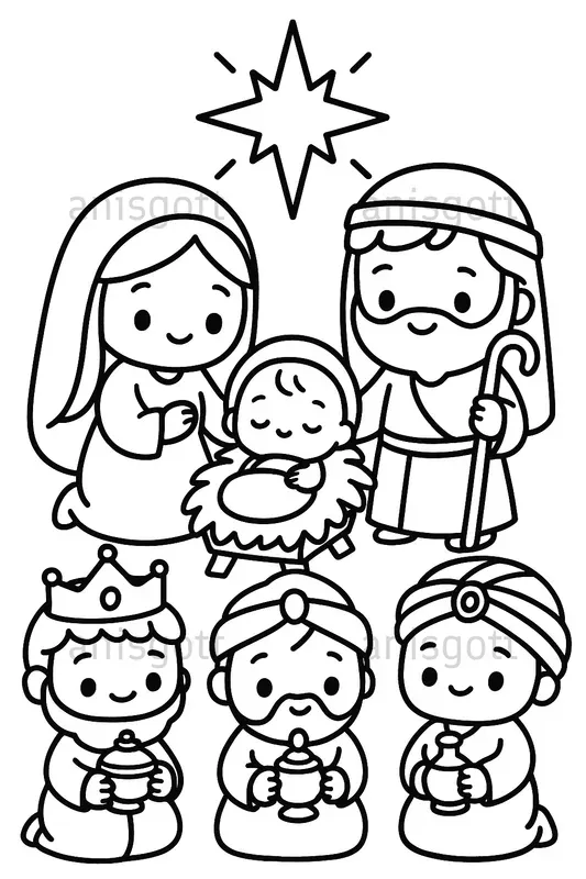 Cute Christmas Nativity Coloring Pages