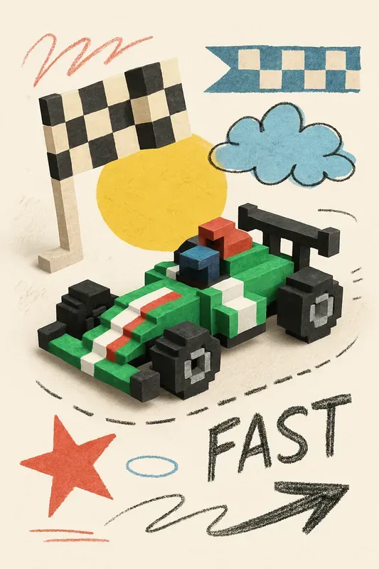 Cute Pastel Voxel Collage Posters