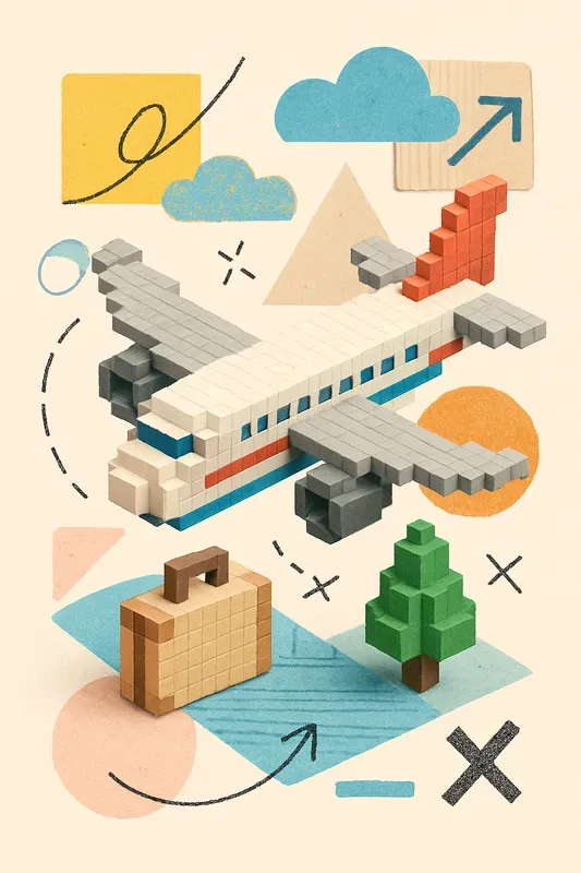 Cute Pastel Voxel Collage Posters