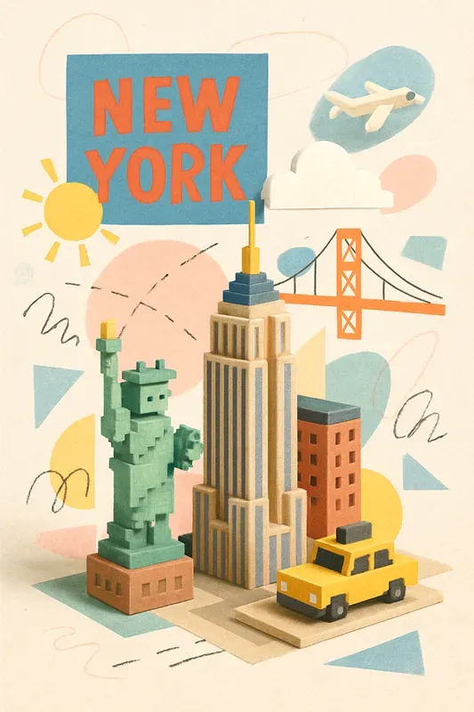 Cute Pastel Voxel Collage Posters