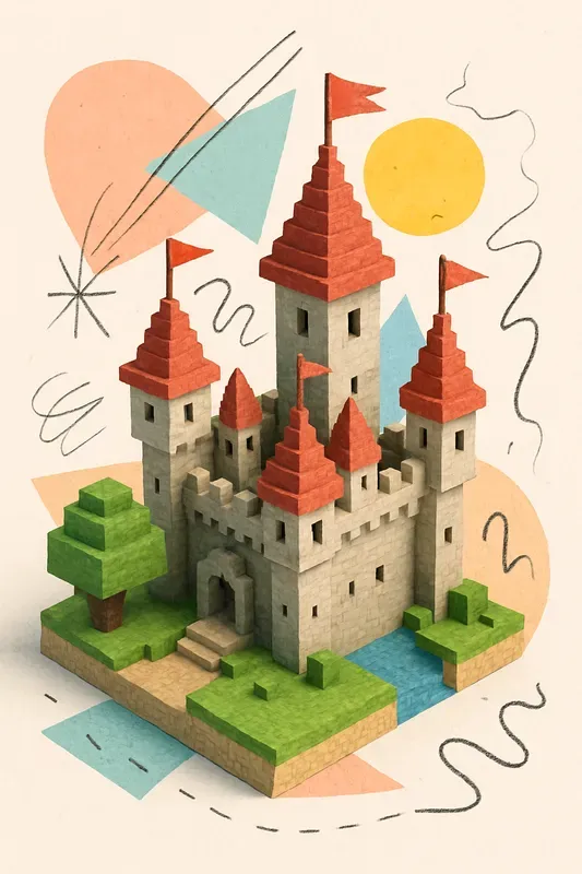 Cute Pastel Voxel Collage Posters