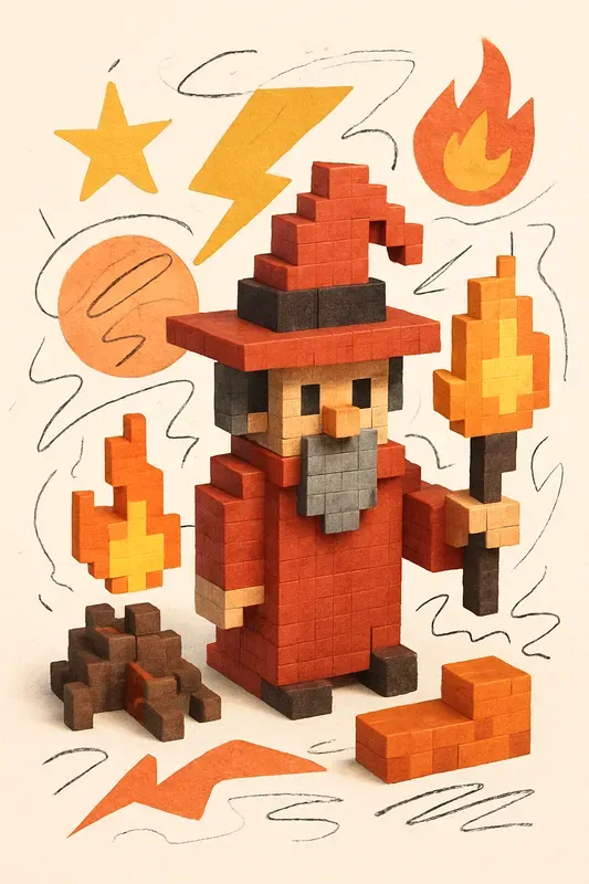 Cute Pastel Voxel Collage Posters
