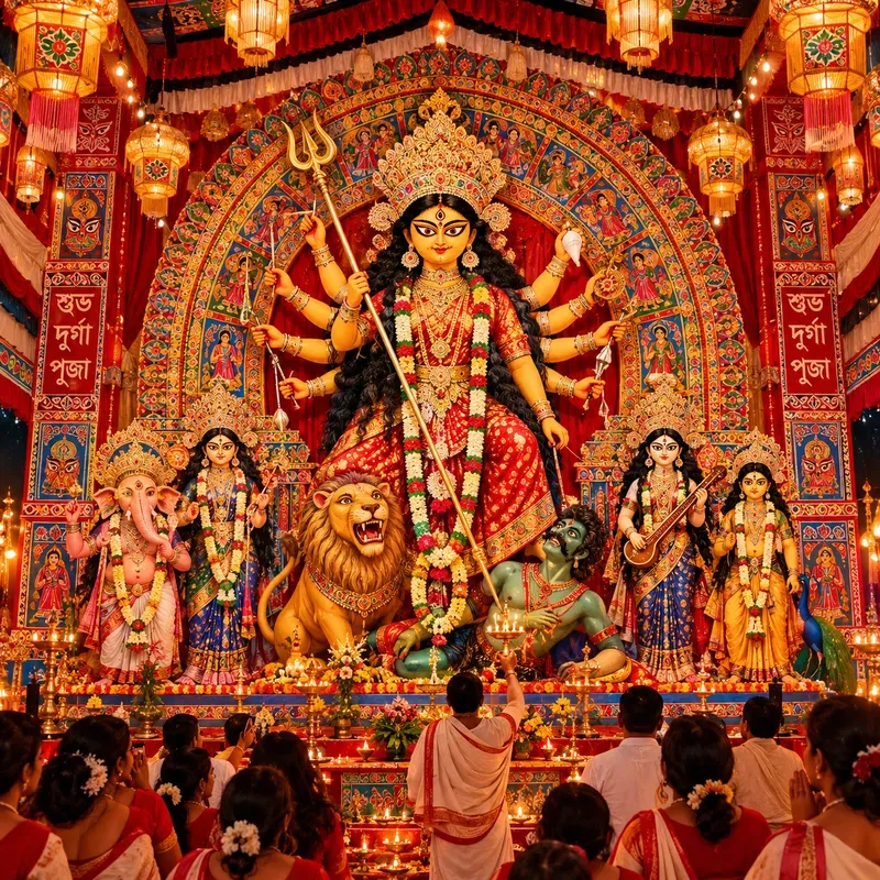 Navratri Durga Puja Festival Art