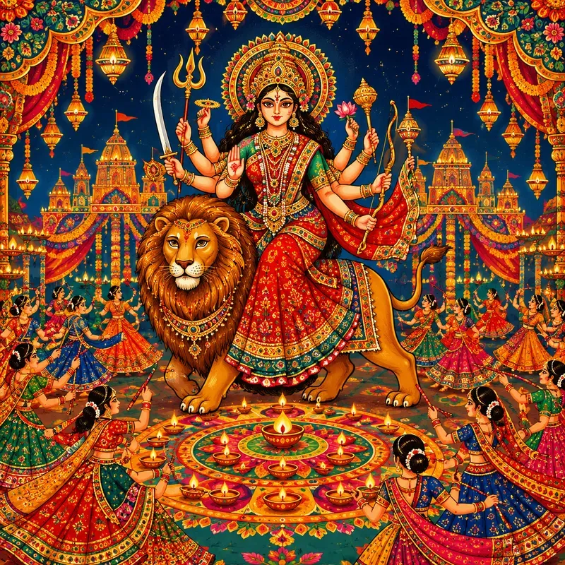 Navratri Durga Puja Festival Art