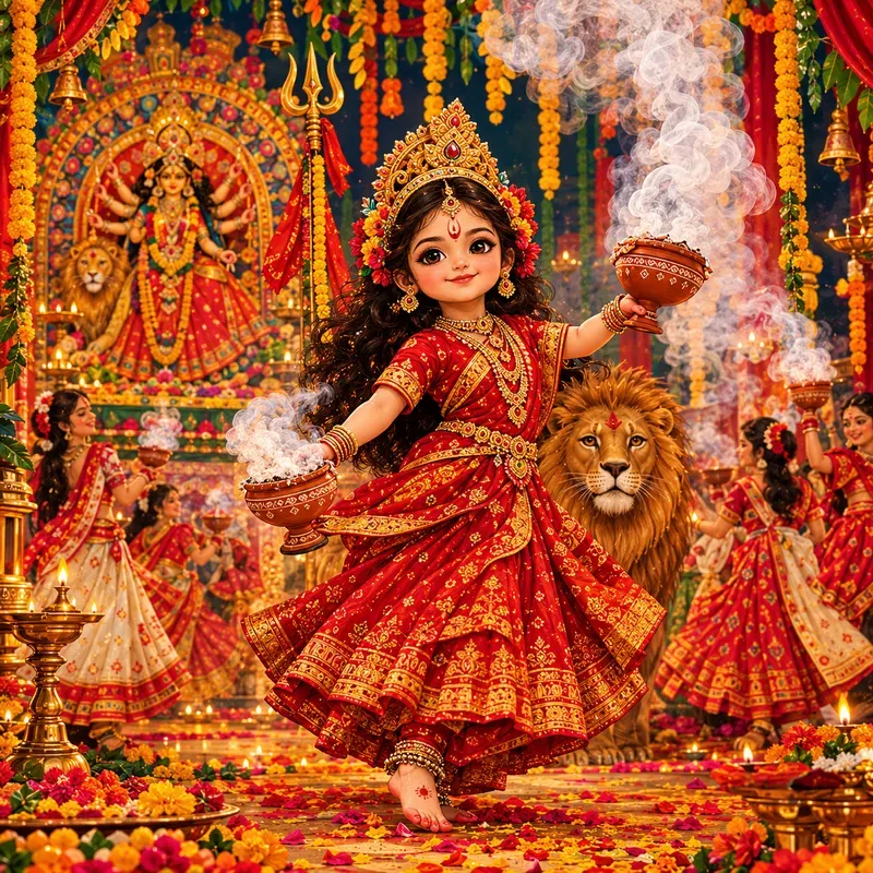 Navratri Durga Puja Festival Art