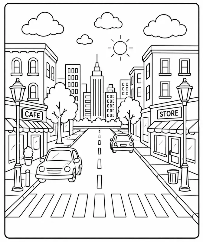 City Life Coloring Book Pages