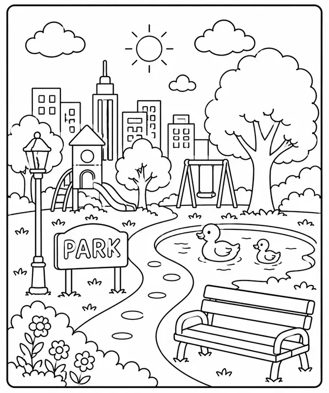City Life Coloring Book Pages