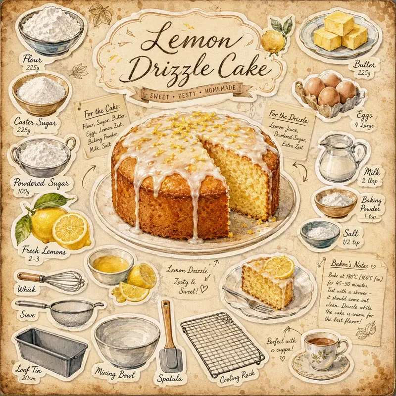 Illustrated Cake Recipe Stickers