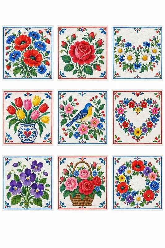 Polish Zalipie Painted Flower Sheets