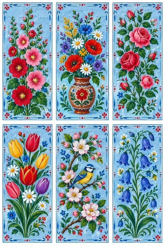 Polish Zalipie Painted Flower Sheets