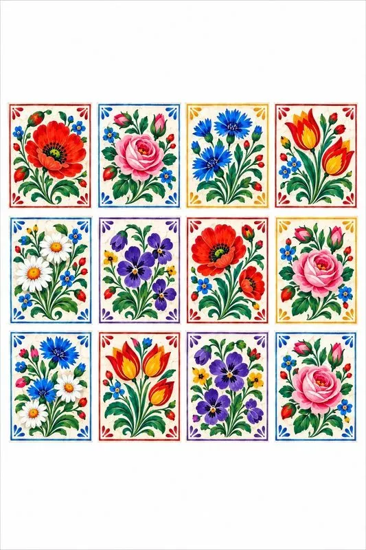Polish Zalipie Painted Flower Sheets
