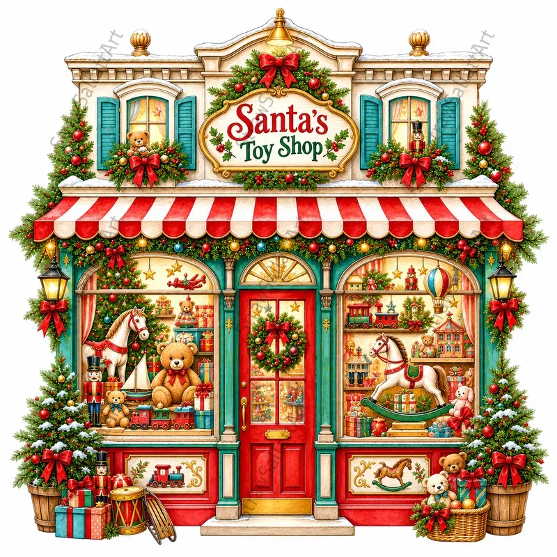 Vintage Christmas Shop Window Cliparts