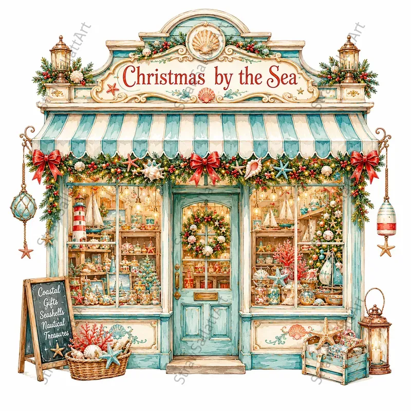 Vintage Christmas Shop Window Cliparts