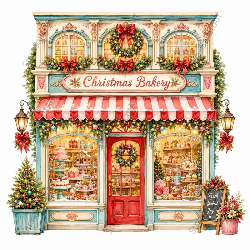 Vintage Christmas Shop Window Cliparts