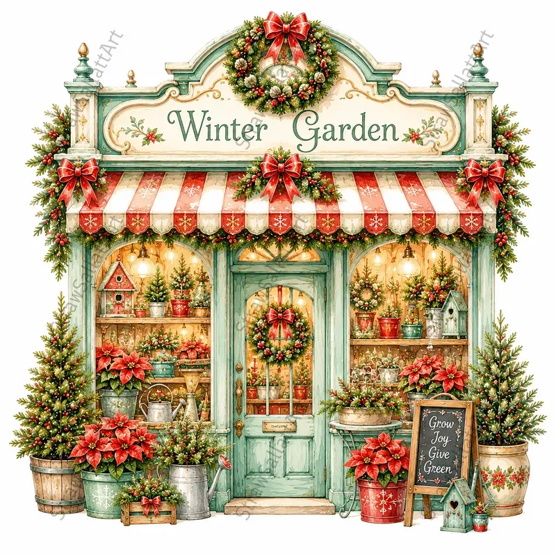 Vintage Christmas Shop Window Cliparts