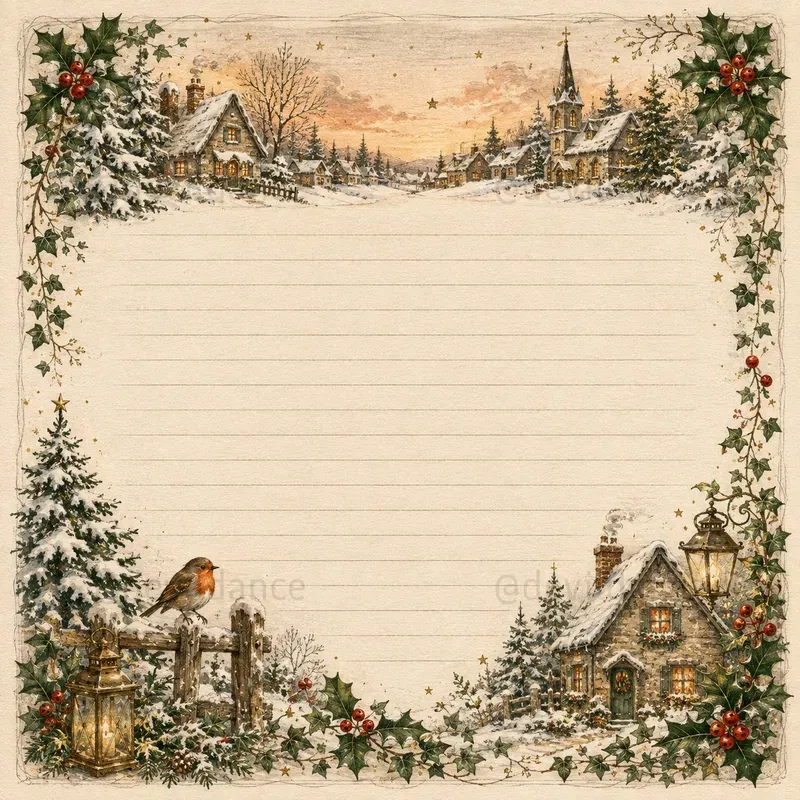 Christmas Lined Letter Writing Papers