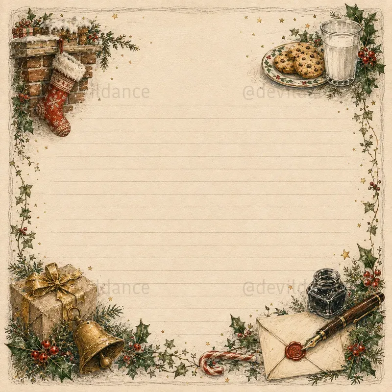 Christmas Lined Letter Writing Papers