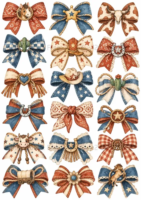 Cute Hand Painted Bow Clipart Collections