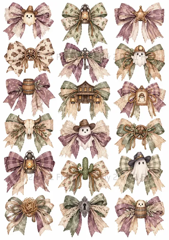 Cute Hand Painted Bow Clipart Collections