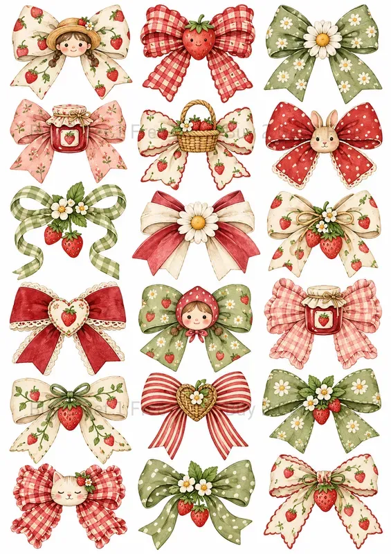 Cute Hand Painted Bow Clipart Collections