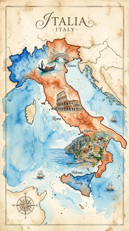 Watercolor Map Travel Posters