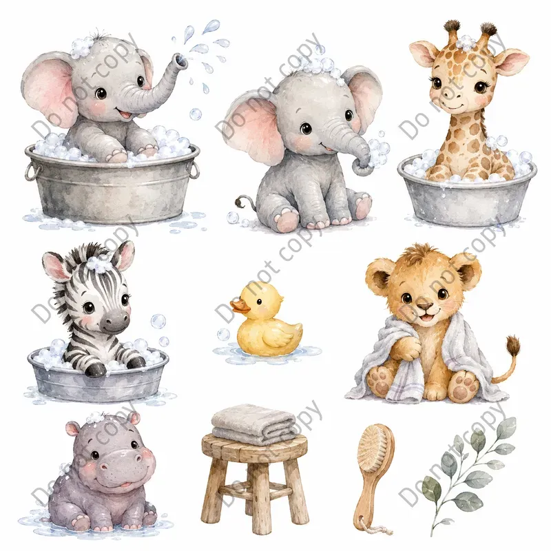Watercolor Safari Animal Cliparts
