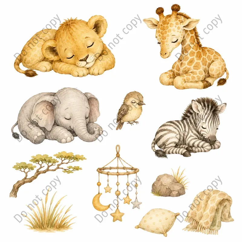 Watercolor Safari Animal Cliparts