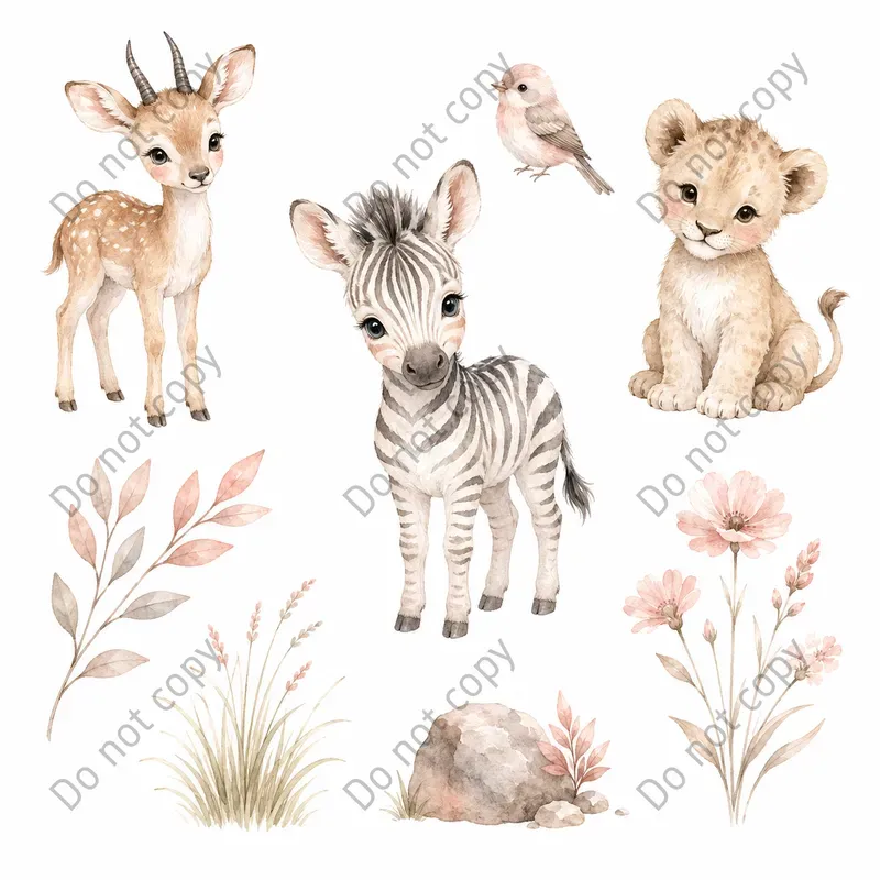 Watercolor Safari Animal Cliparts