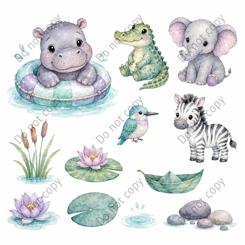 Watercolor Safari Animal Cliparts