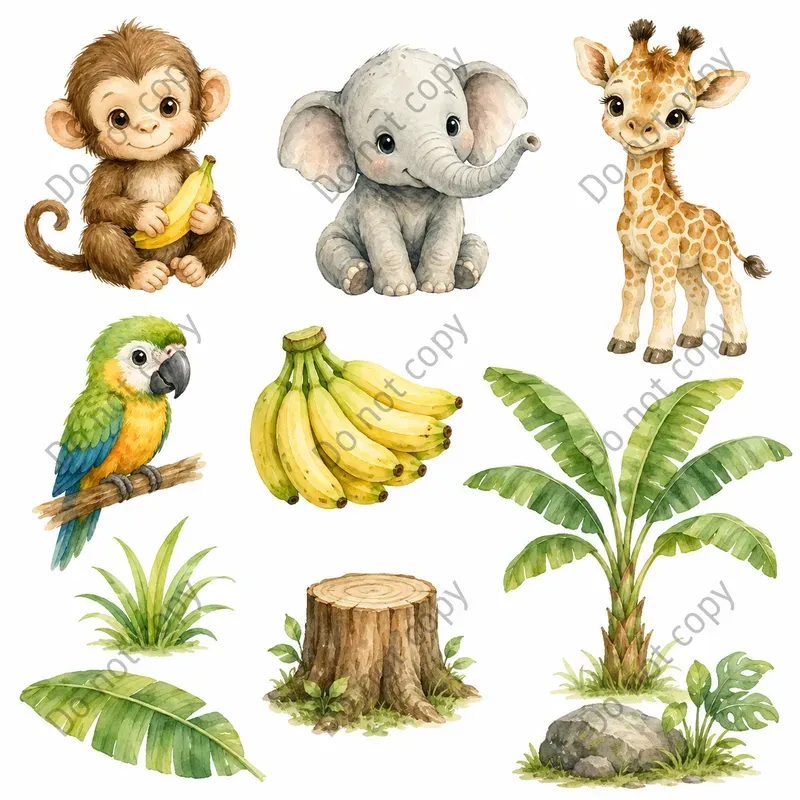 Watercolor Safari Animal Cliparts