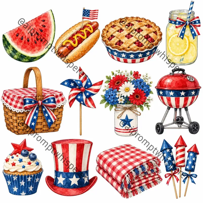 Patriotic Red White Blue Clipart 4 Etsy