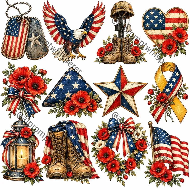 Patriotic Red White Blue Clipart 4 Etsy