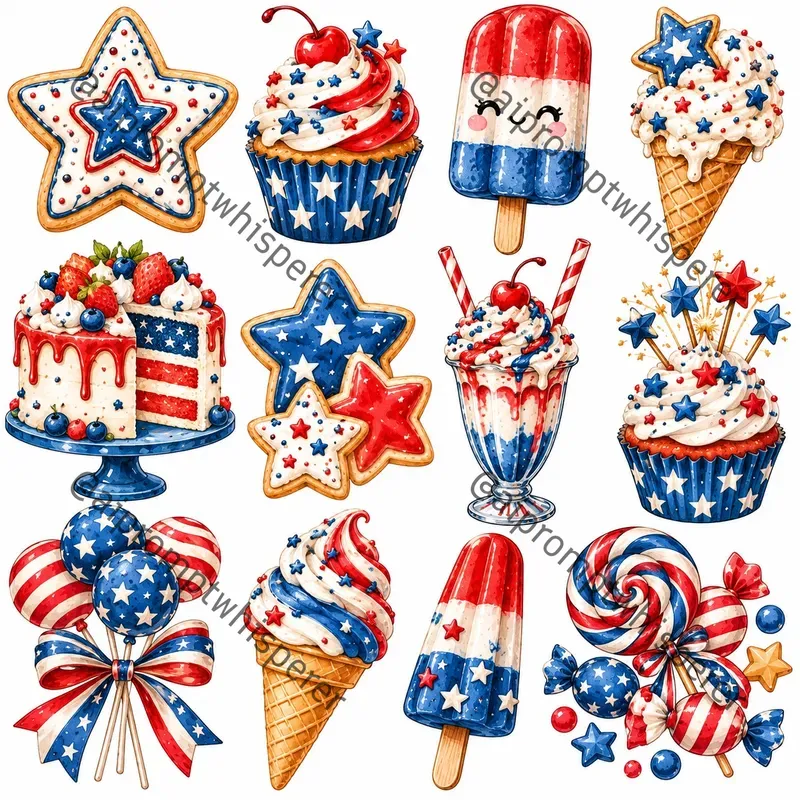 Patriotic Red White Blue Clipart 4 Etsy