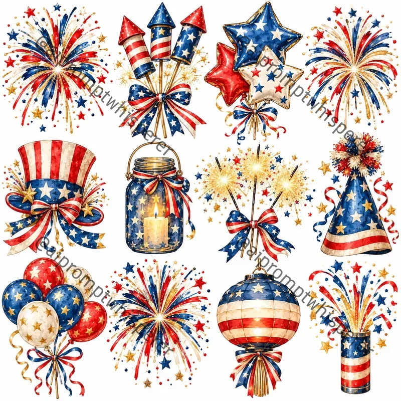 Patriotic Red White Blue Clipart 4 Etsy