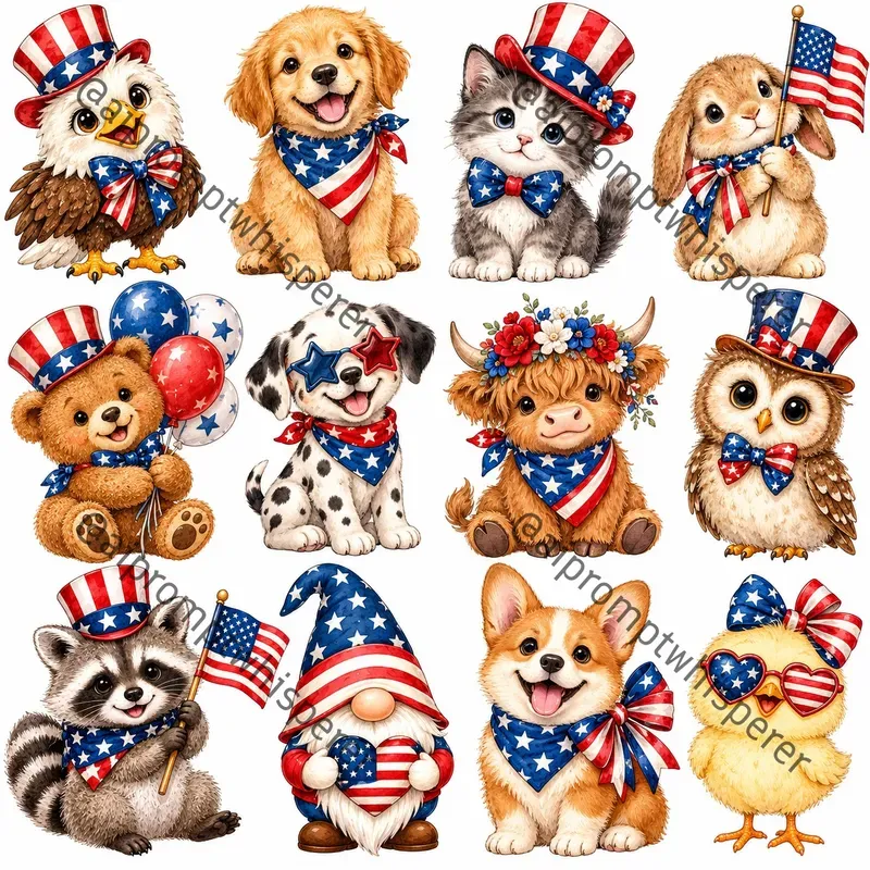Patriotic Red White Blue Clipart 4 Etsy