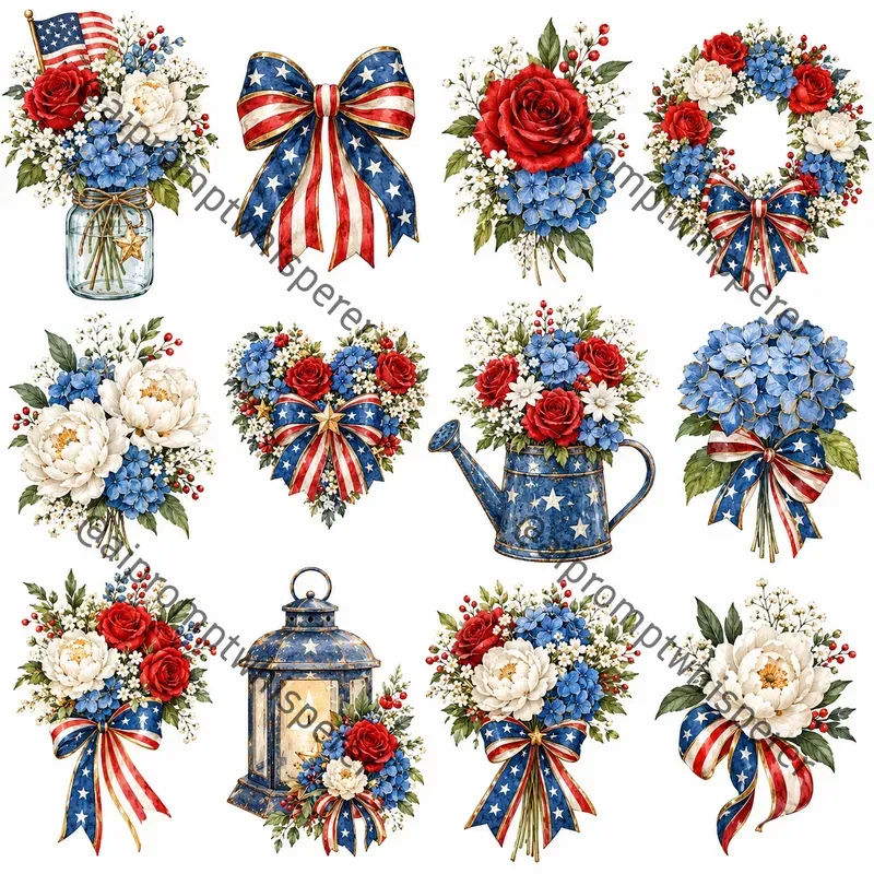 Patriotic Red White Blue Clipart 4 Etsy