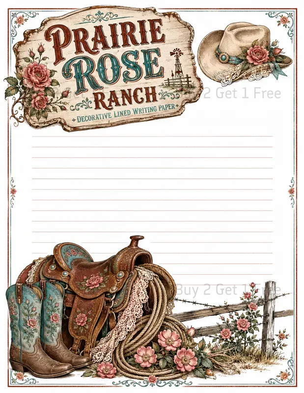 Cowgirl Decorative Lined Writing Papers