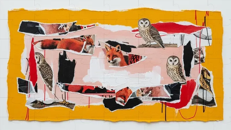 Mixed Media Collages On Yellow