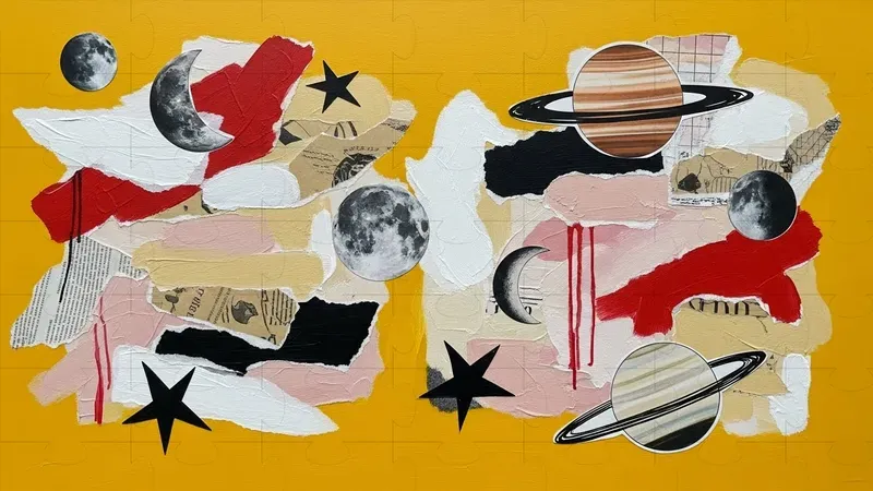 Mixed Media Collages On Yellow
