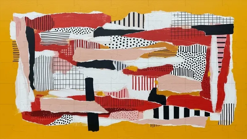 Mixed Media Collages On Yellow