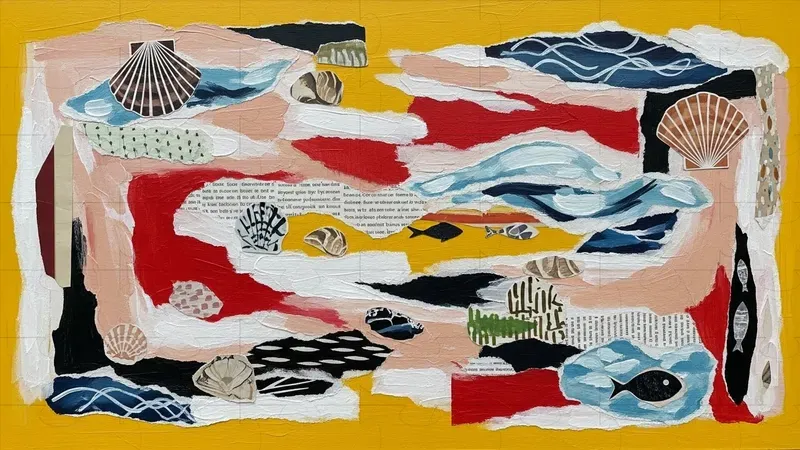 Mixed Media Collages On Yellow